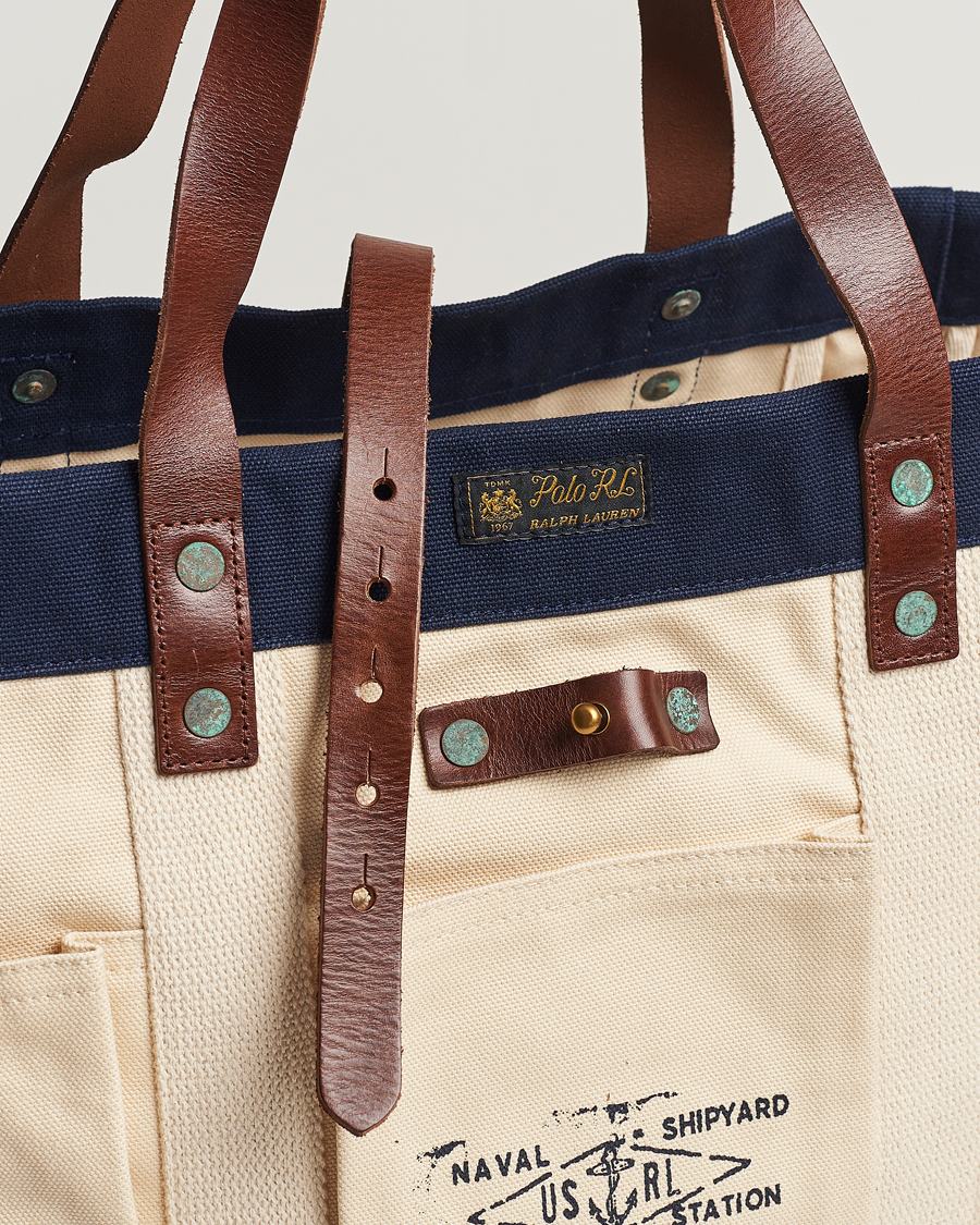 Herr | Polo Ralph Lauren Canvas Totebag Cream/Aviator Navy | Polo Ralph Lauren | Canvas Totebag Cream/Aviator Navy
