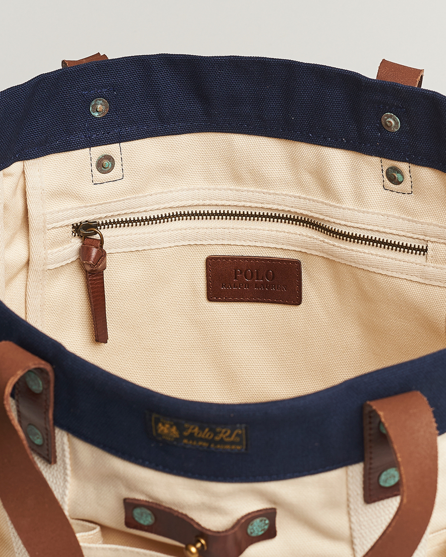Herr | Polo Ralph Lauren Canvas Totebag Cream/Aviator Navy | Polo Ralph Lauren | Canvas Totebag Cream/Aviator Navy