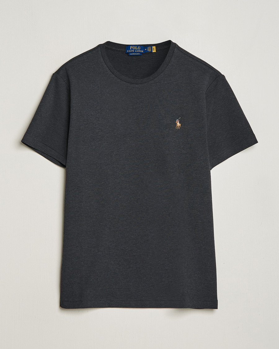 Herr | T-Shirts | Polo Ralph Lauren | Luxury Pima Cotton Crew Neck T-Shirt Black Heather