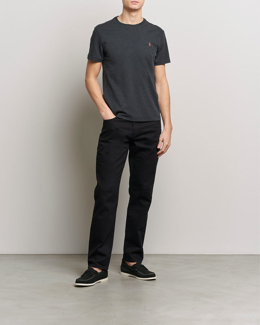 Herr | T-Shirts | Polo Ralph Lauren | Luxury Pima Cotton Crew Neck T-Shirt Black Heather