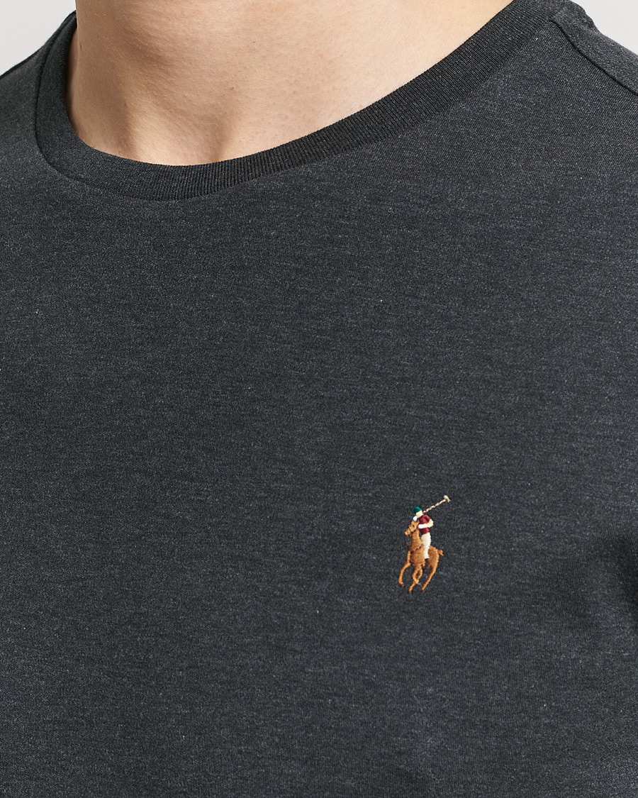 Herr | T-Shirts | Polo Ralph Lauren | Luxury Pima Cotton Crew Neck T-Shirt Black Heather
