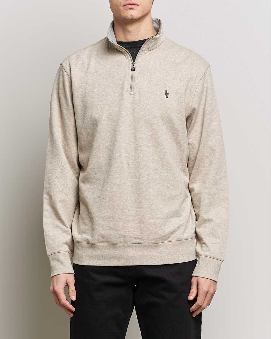Herr | Tröjor | Polo Ralph Lauren | Double Knit Half-Zip Sweater Tuscan Beige Heather