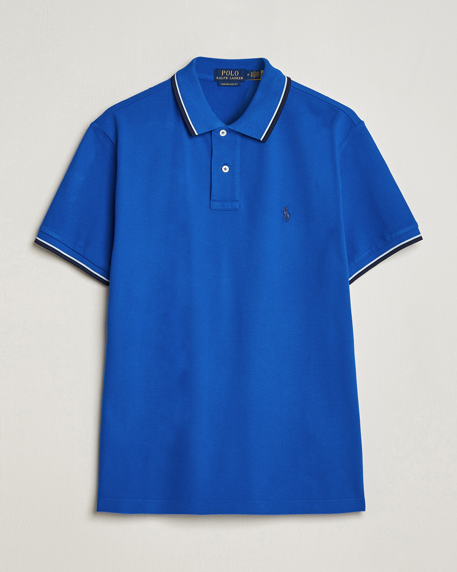 Herr | Pikéer | Polo Ralph Lauren | Custom Slim Fit Tipped Polo Heritage Blue