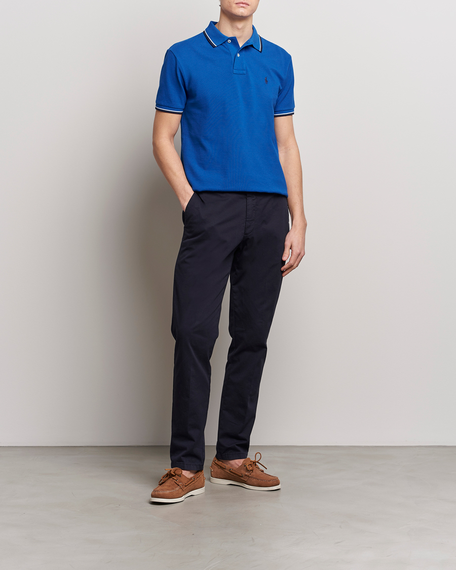 Herr | Pikéer | Polo Ralph Lauren | Custom Slim Fit Tipped Polo Heritage Blue