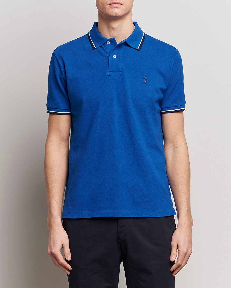 Herr | Pikéer | Polo Ralph Lauren | Custom Slim Fit Tipped Polo Heritage Blue