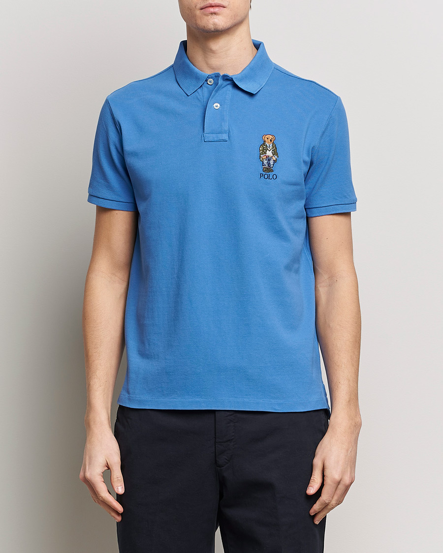 Herr | Pikéer | Polo Ralph Lauren | Custom Slim Fit Heritage Bear Polo New England Blue