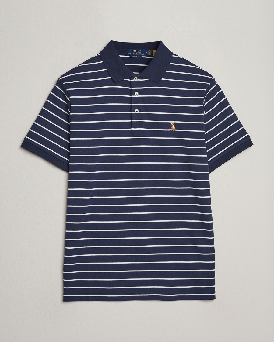 Herr | Pikéer | Polo Ralph Lauren | Luxury Pima Cotton Striped Polo Refined Navy/White
