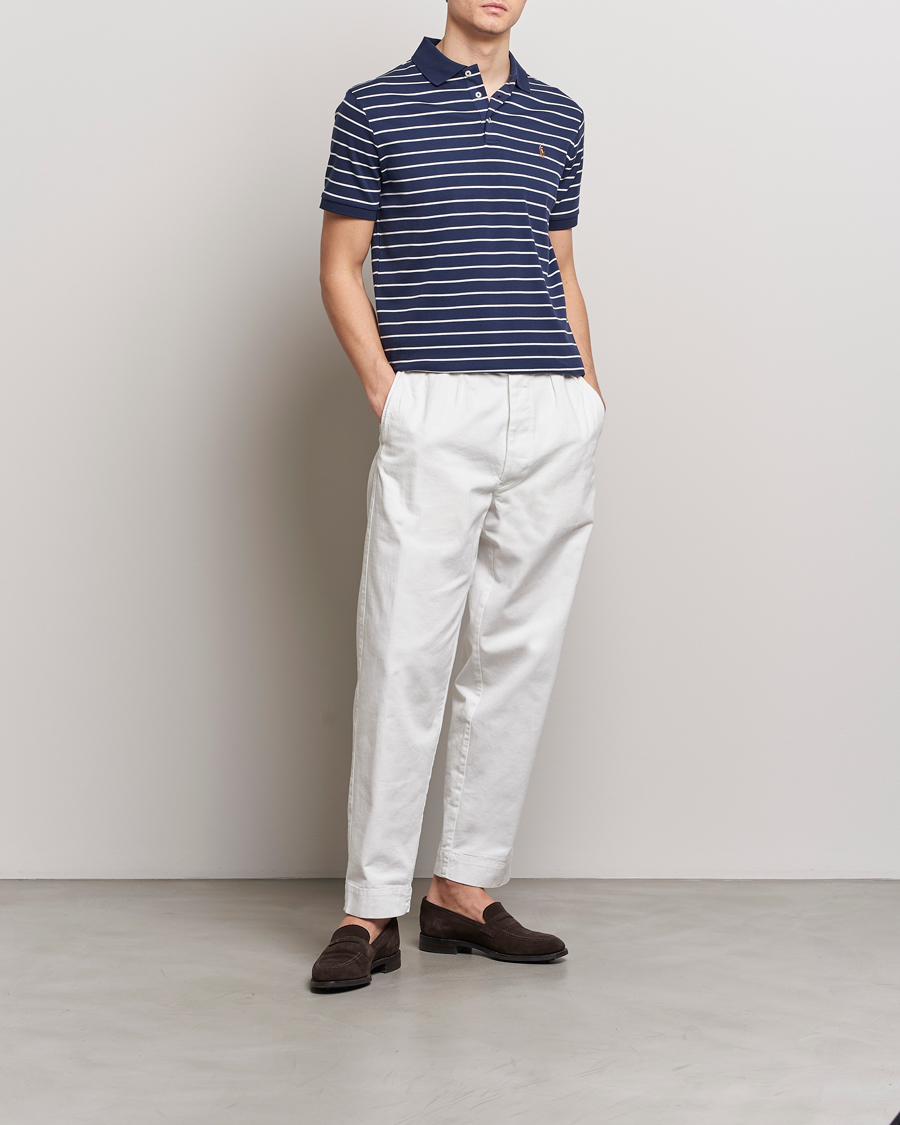 Herr | Pikéer | Polo Ralph Lauren | Luxury Pima Cotton Striped Polo Refined Navy/White