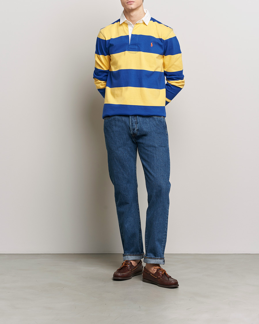 Herr | Tröjor | Polo Ralph Lauren | Jersey Striped Rugger Chrome Yellow/Cruise Royal