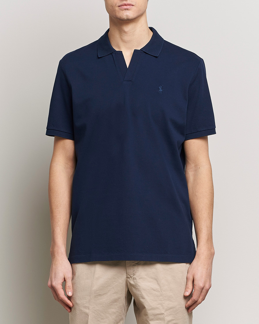 Herr | Kortärmade pikéer | Polo Ralph Lauren | Classic Fit Open Collar Stretch Polo Refined Navy