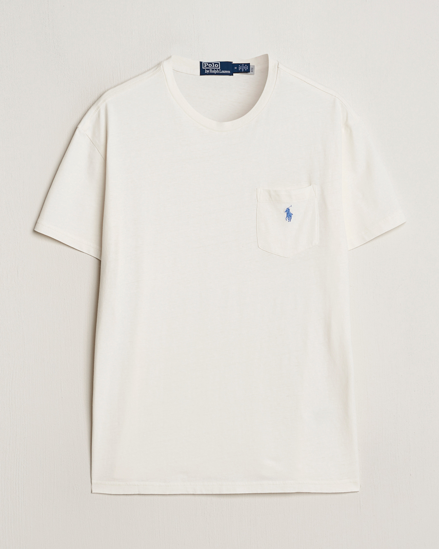 Herr | T-Shirts | Polo Ralph Lauren | Cotton Linen Crew Neck T-Shirt Ceramic White