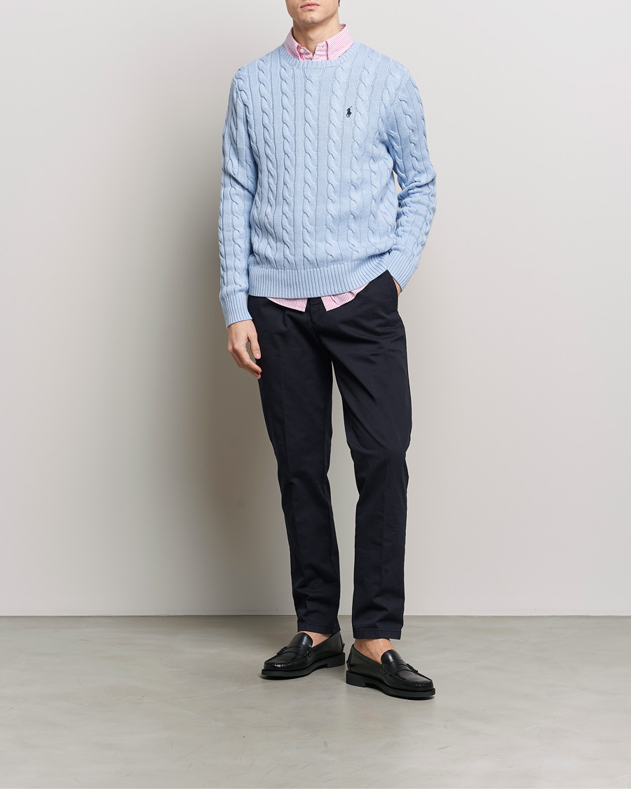 Herr | Tröjor | Polo Ralph Lauren | Cotton Cable Pullover Blue Hyacinth