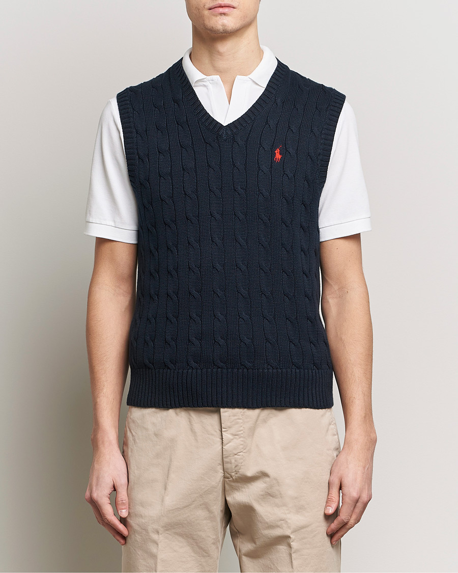 Herr | Västar & Slipovers | Polo Ralph Lauren | Cotton Cable Vest Hunter Navy