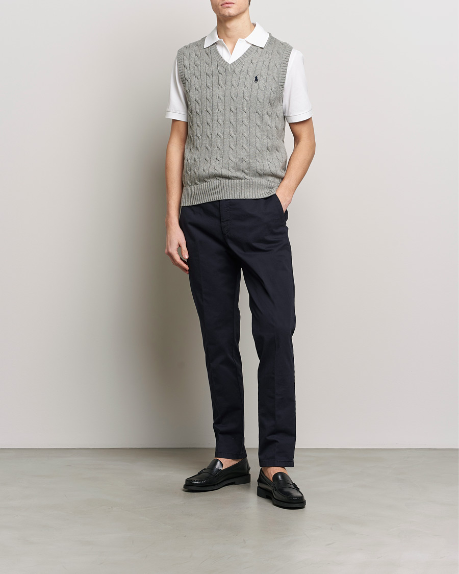 Herr | Tröjor | Polo Ralph Lauren | Cotton Cable Vest Fawn Grey Heather