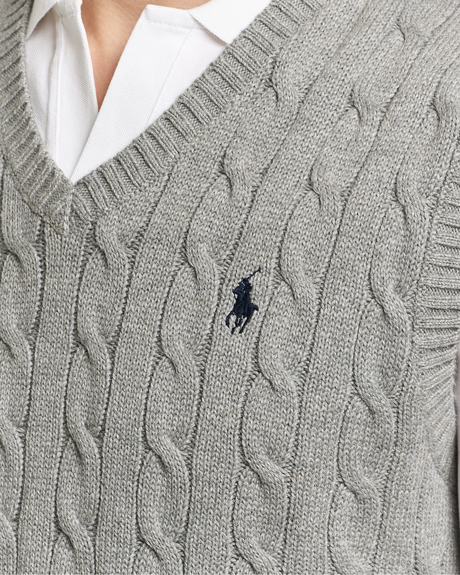 Herr | Tröjor | Polo Ralph Lauren | Cotton Cable Vest Fawn Grey Heather