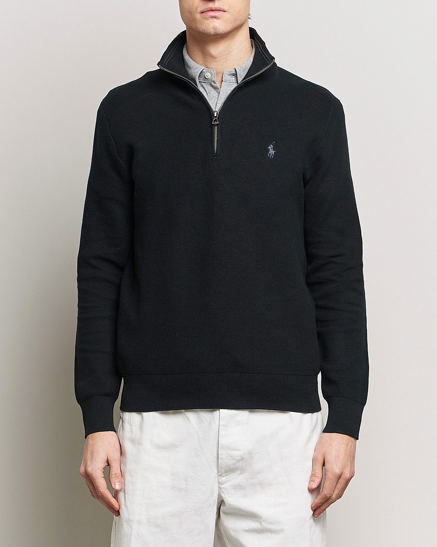 Herr | Tröjor | Polo Ralph Lauren | Textured Half Zip Polo Black