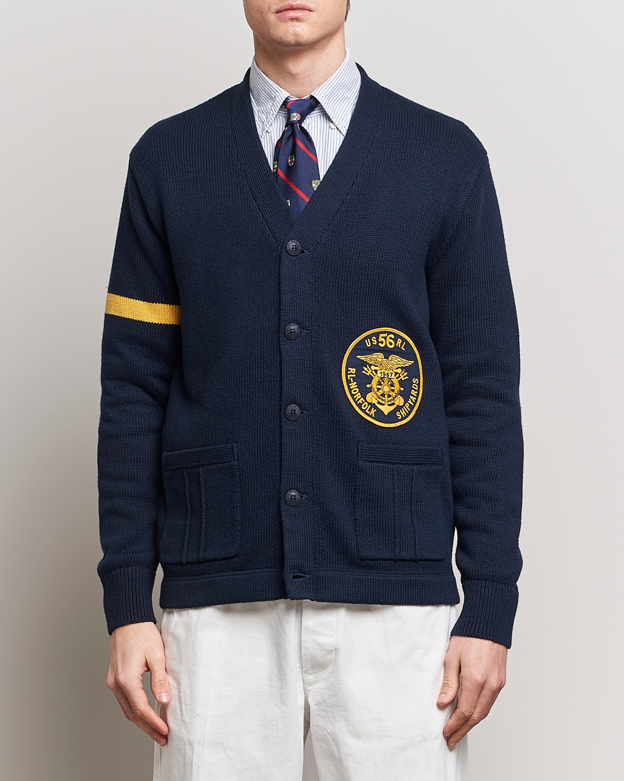 Herr | Rea kläder | Polo Ralph Lauren | Cotton Varsity Cardigan Aviator Navy