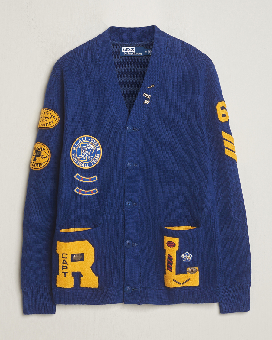 Herr | Tröjor | Polo Ralph Lauren | Cotton Varsity Patch Cardigan Royal Combo