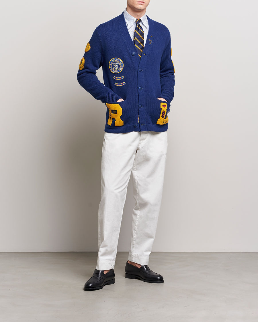 Herr | Tröjor | Polo Ralph Lauren | Cotton Varsity Patch Cardigan Royal Combo