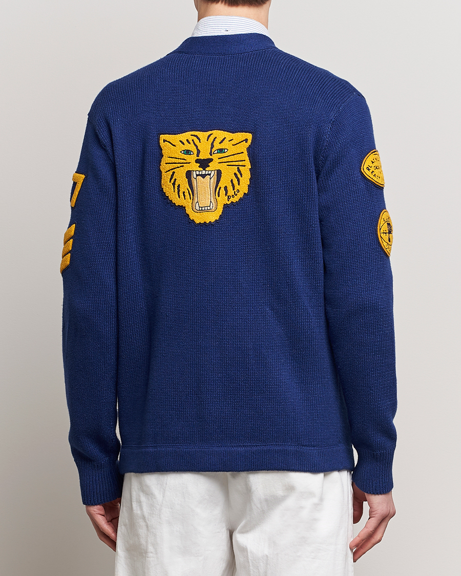 Herr | Tröjor | Polo Ralph Lauren | Cotton Varsity Patch Cardigan Royal Combo