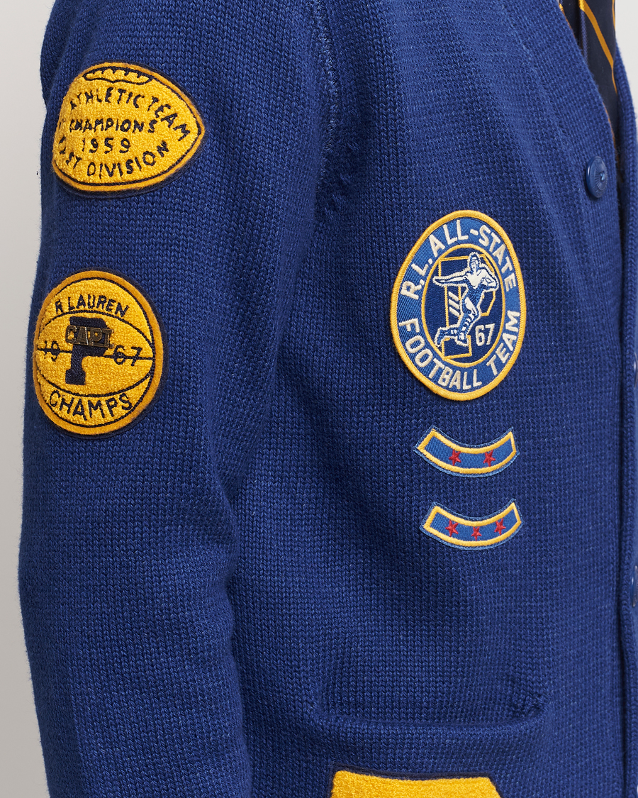 Herr | Tröjor | Polo Ralph Lauren | Cotton Varsity Patch Cardigan Royal Combo