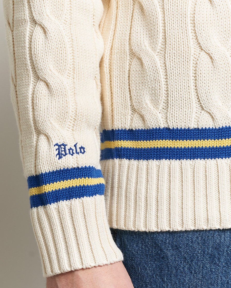 Herr | Tröjor | Polo Ralph Lauren | Cricket Cotton V-Neck Sweater Cream/Navy Stripe