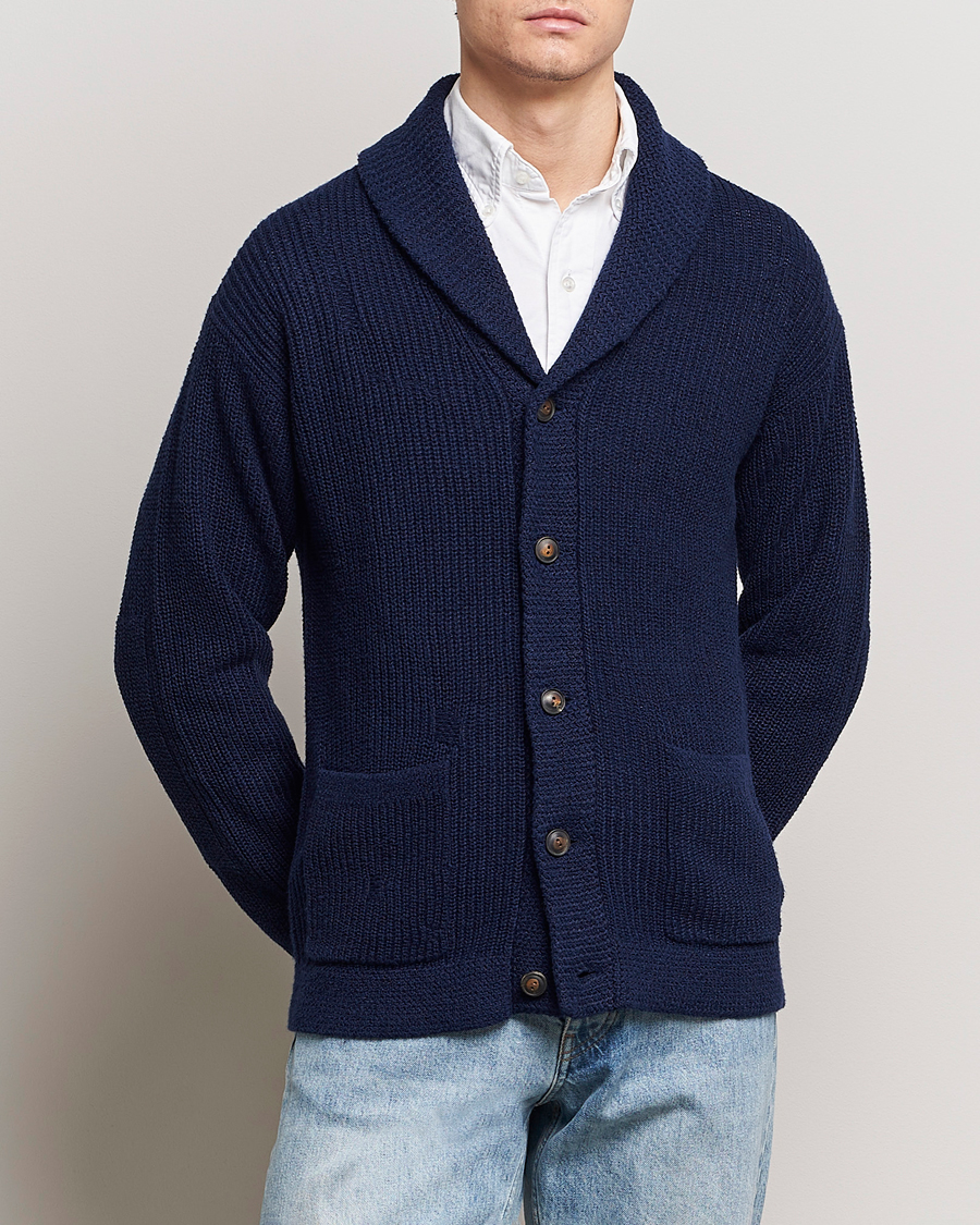 Herre |  | Polo Ralph Lauren | Cotton/Linen Shawl Collar Cardigan Bright Navy