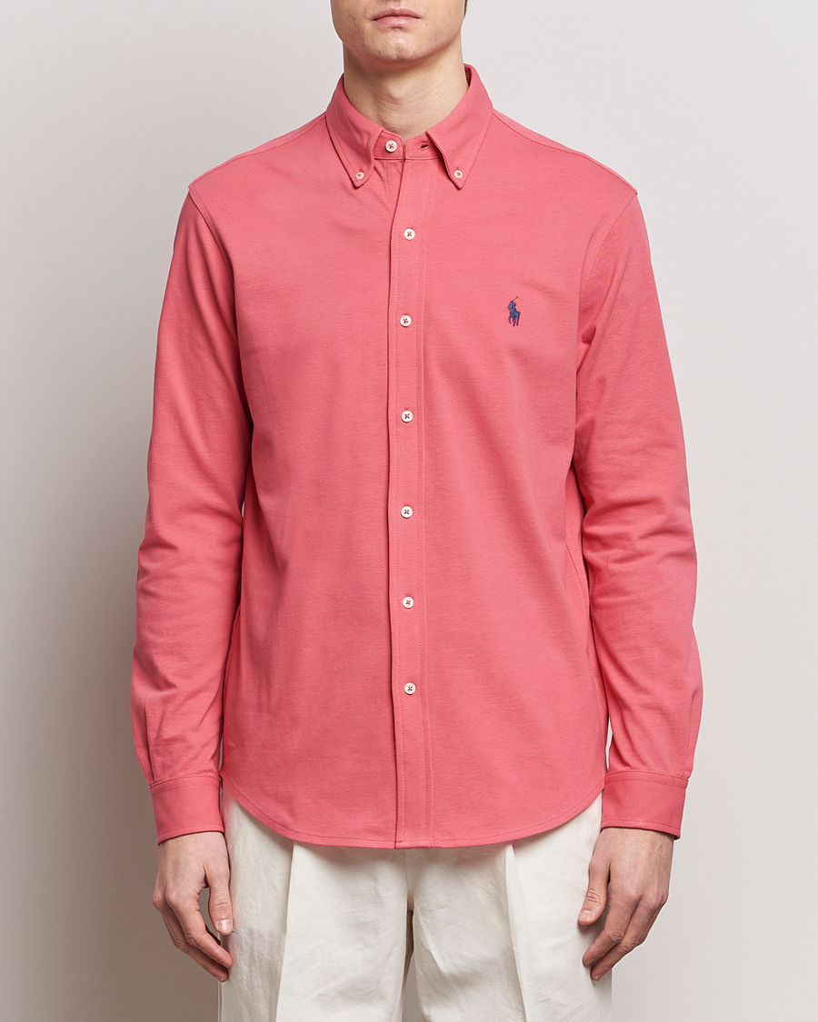 Herre |  | Polo Ralph Lauren | Featherweight Mesh Shirt Pale Red