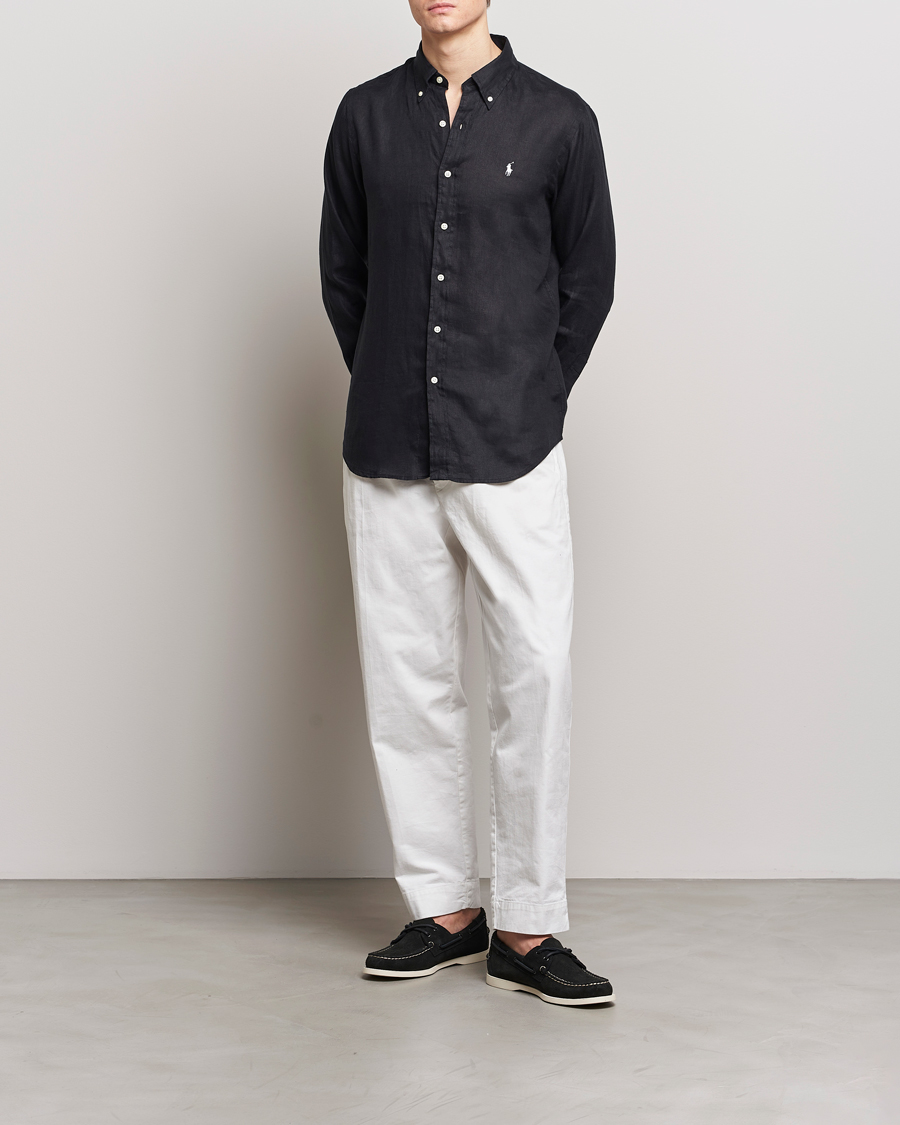 Herr | Skjortor | Polo Ralph Lauren | Custom Fit Linen Button Down Polo Black