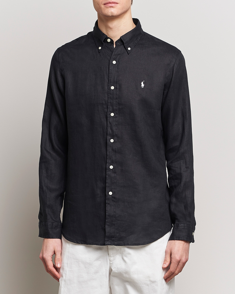 Herr | Kläder | Polo Ralph Lauren | Custom Fit Linen Button Down Polo Black