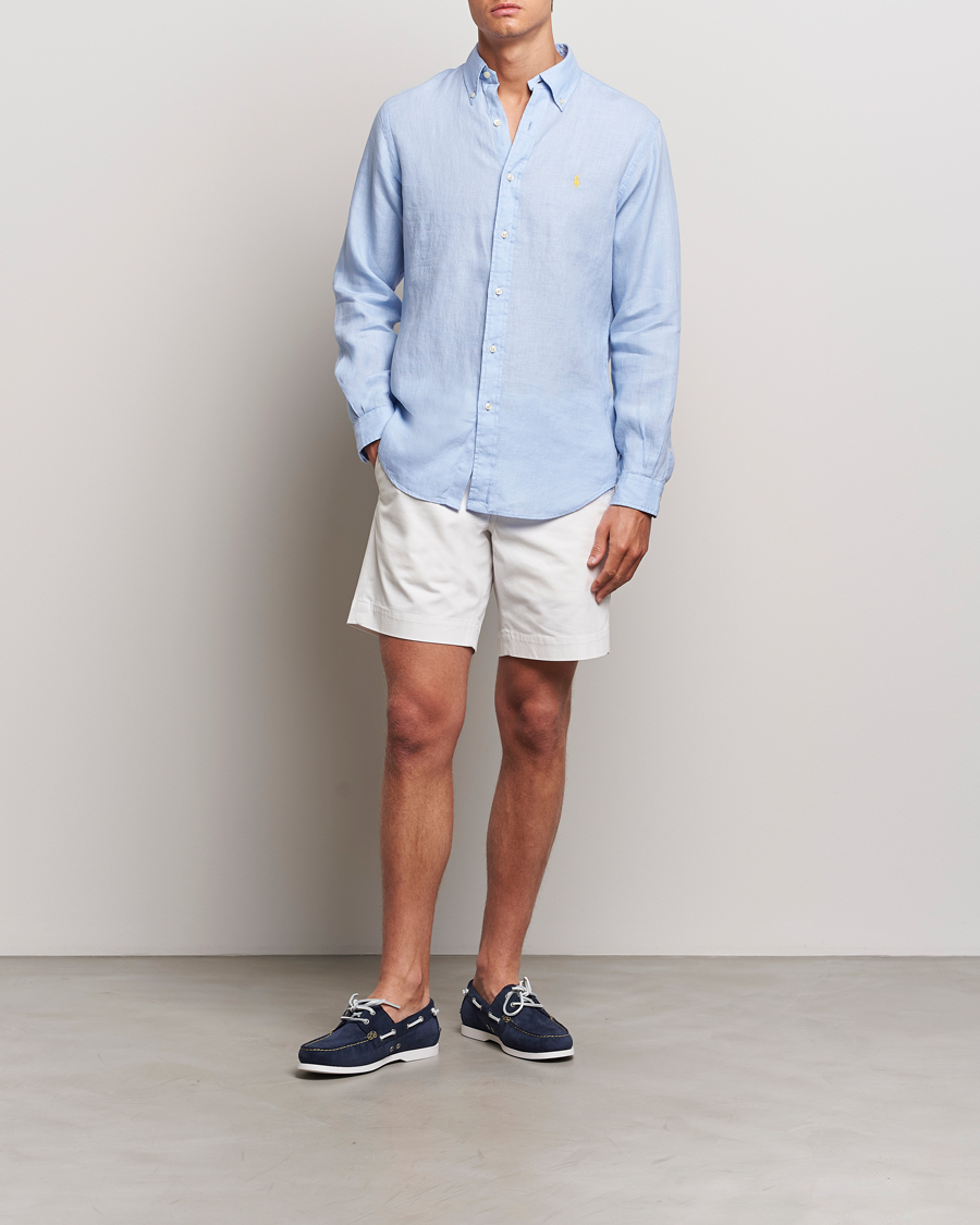 Herr | Skjortor | Polo Ralph Lauren | Custom Fit Linen Button Down Blue Hyacinth