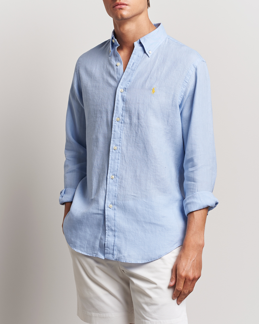 Herr | Avdelningar | Polo Ralph Lauren | Custom Fit Linen Button Down Blue Hyacinth