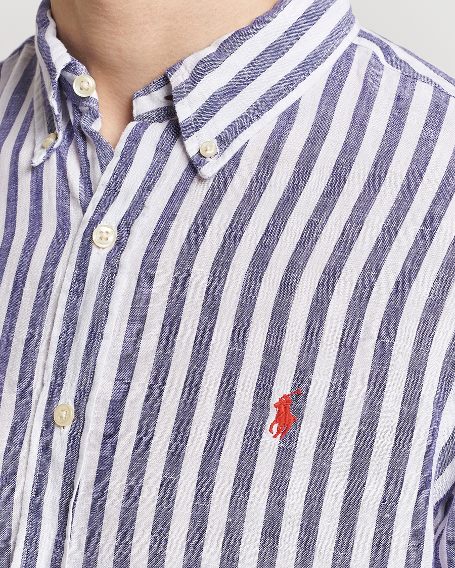 Herr | Skjortor | Polo Ralph Lauren | Custom Fit Striped Linen Shirt Blue/White