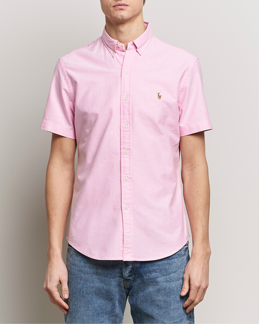 Herre |  | Polo Ralph Lauren | Slim Fit Oxford Short Sleeve Shirt New Rose