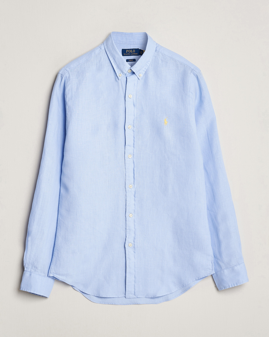 Herr | Skjortor | Polo Ralph Lauren | Slim Fit Linen Button Down Shirt Blue Hyacinth