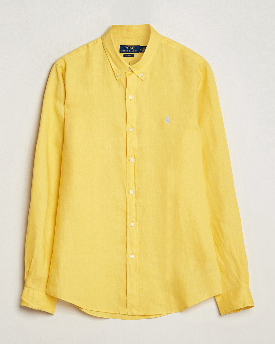 Herr | Skjortor | Polo Ralph Lauren | Slim Fit Linen Button Down Shirt Sunfish Yellow