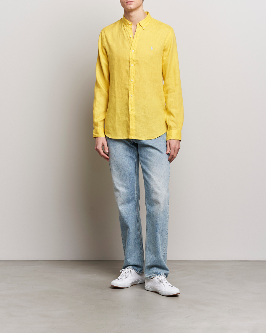 Herr | Skjortor | Polo Ralph Lauren | Slim Fit Linen Button Down Shirt Sunfish Yellow