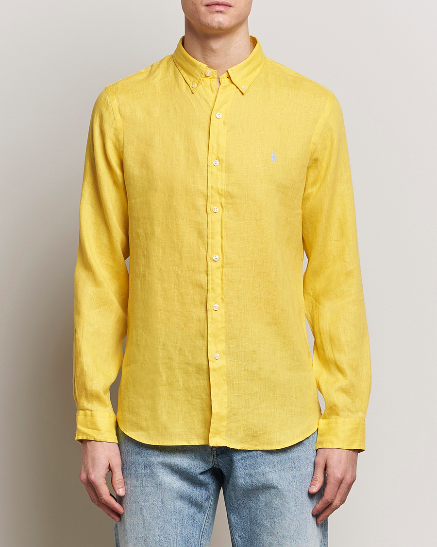 Herr |  | Polo Ralph Lauren | Slim Fit Linen Button Down Shirt Sunfish Yellow