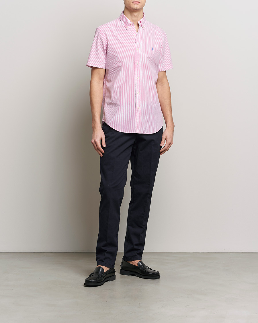 Herr | Skjortor | Polo Ralph Lauren | Seersucker Short Sleeve Striped Shirt Rose/White