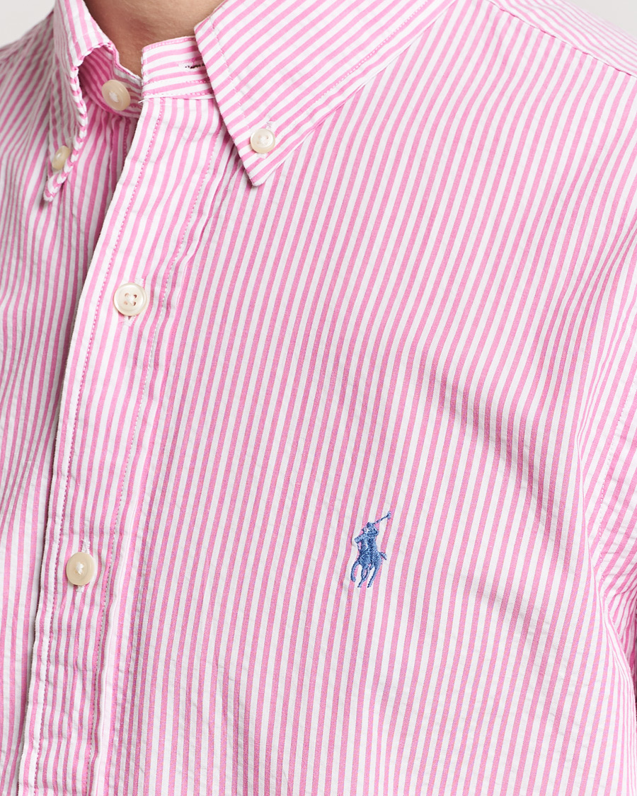 Herr | Skjortor | Polo Ralph Lauren | Seersucker Short Sleeve Striped Shirt Rose/White