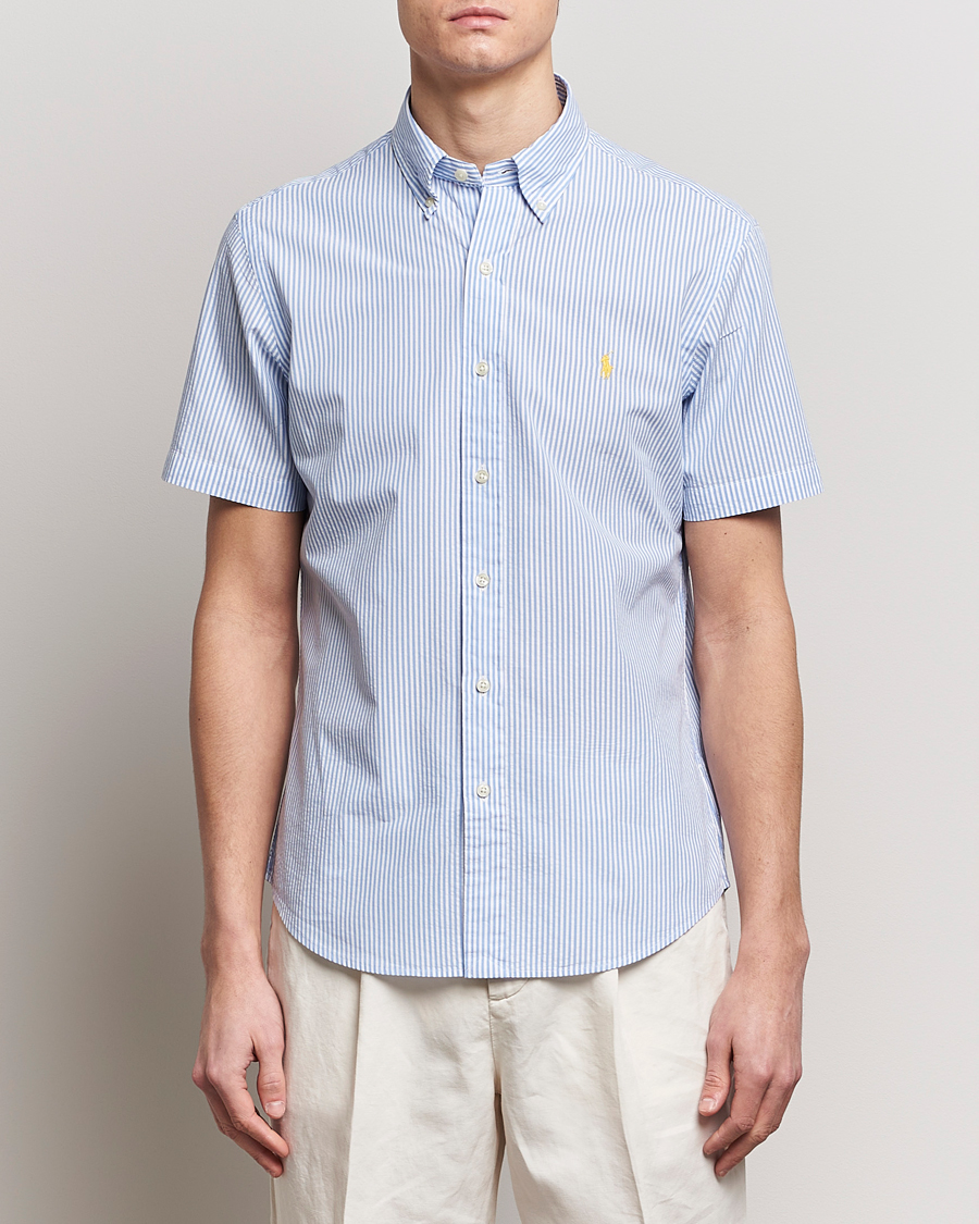 Herr | Skjortor | Polo Ralph Lauren | Seersucker Short Sleeve Striped Shirt Blue/White