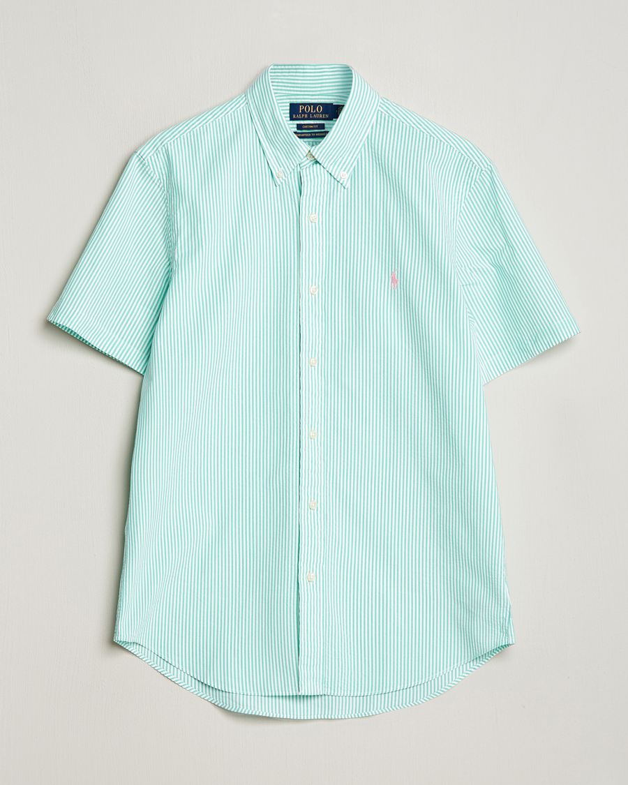 Herr | Skjortor | Polo Ralph Lauren | Seersucker Short Sleeve Striped Shirt Green/White