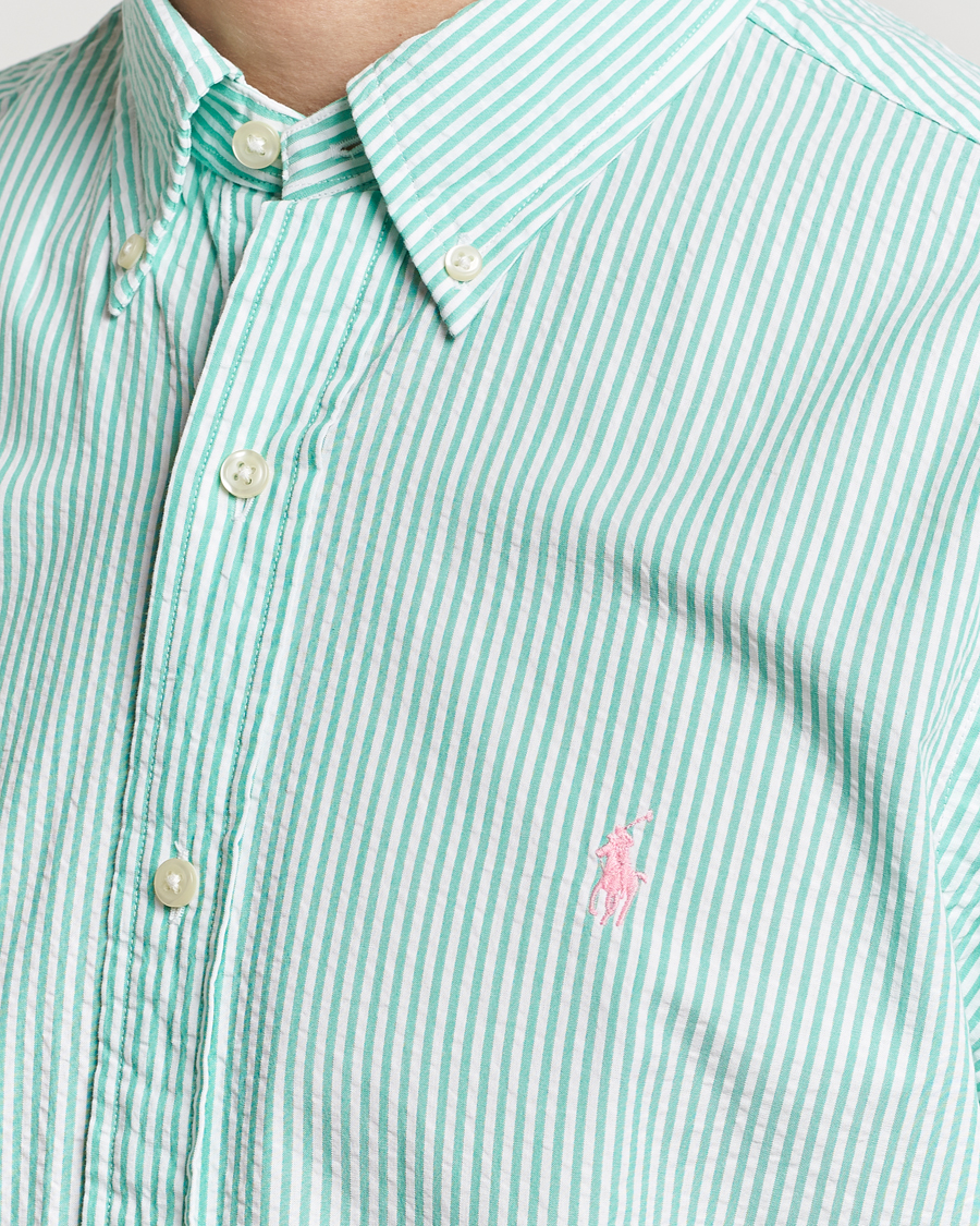Herr | Skjortor | Polo Ralph Lauren | Seersucker Short Sleeve Striped Shirt Green/White