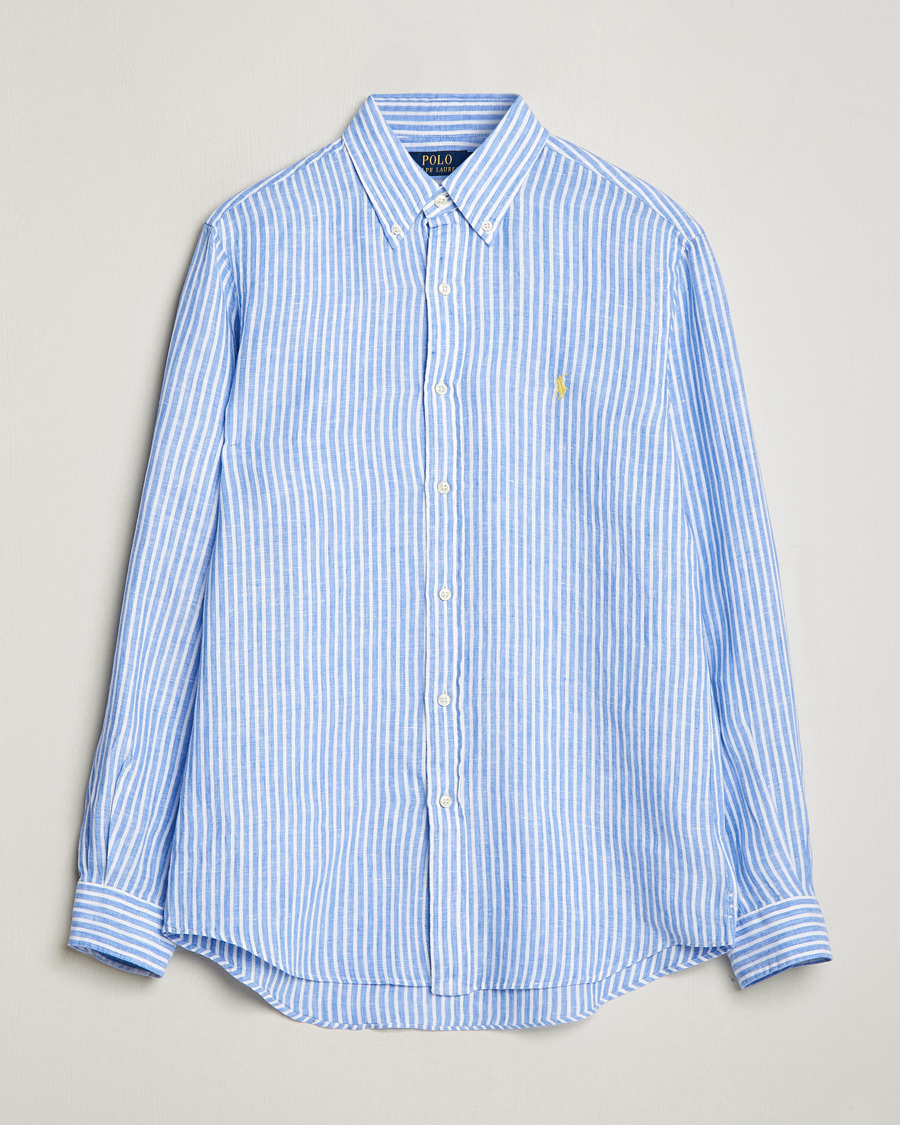 Herr | Skjortor | Polo Ralph Lauren | Custom Fit Striped Linen Shirt Blue/White