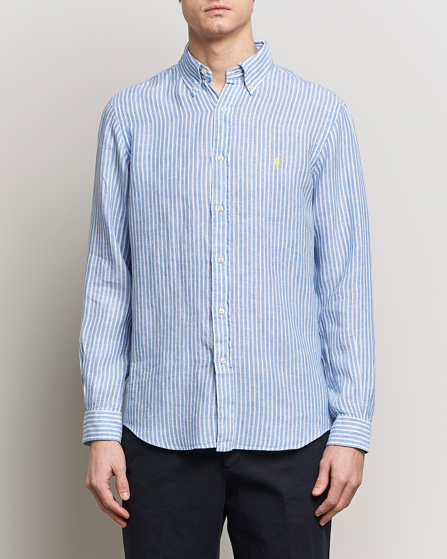 Herr | Kläder | Polo Ralph Lauren | Custom Fit Striped Linen Shirt Blue/White