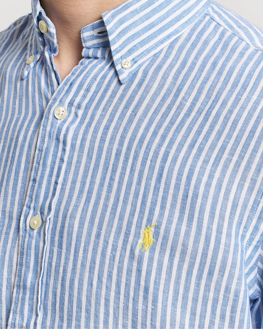Herr | Skjortor | Polo Ralph Lauren | Custom Fit Striped Linen Shirt Blue/White