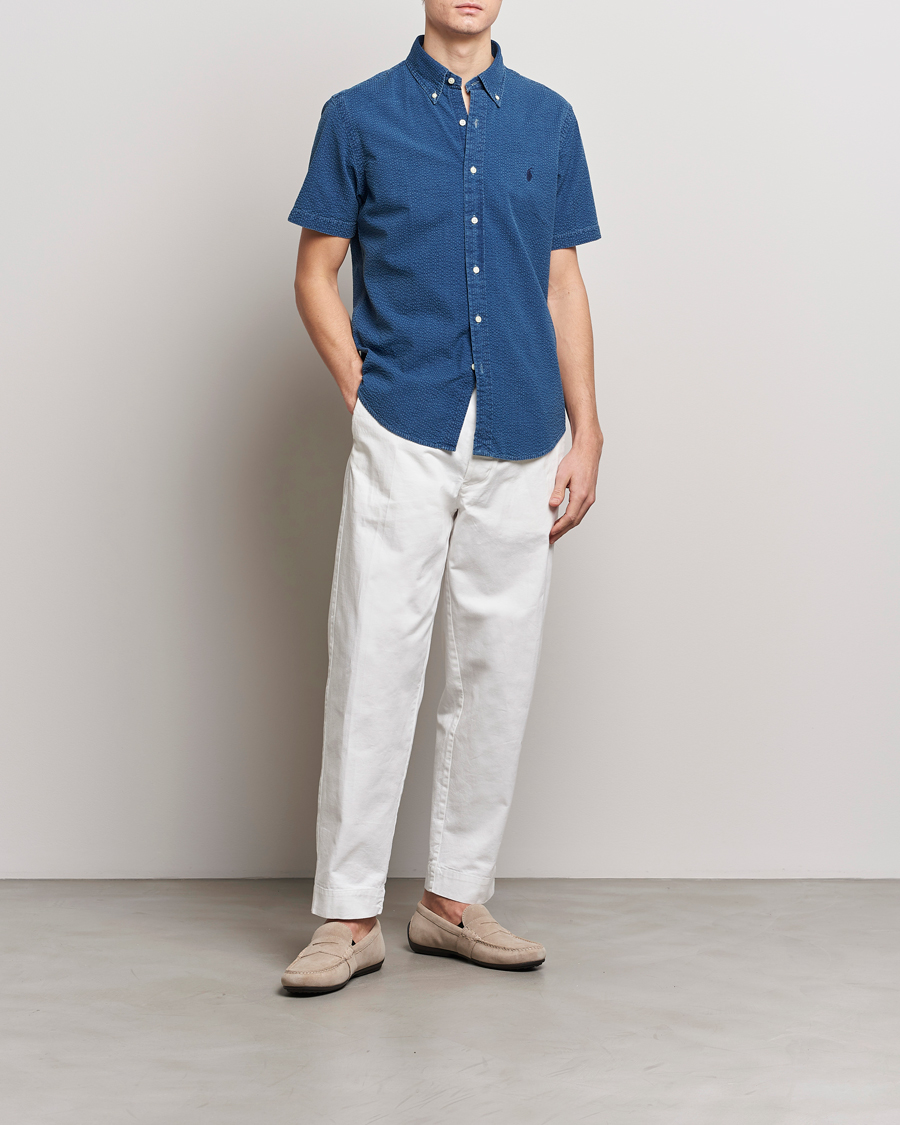 Herr | Skjortor | Polo Ralph Lauren | Seersucker Short Sleeve Shirt Dark Indigo