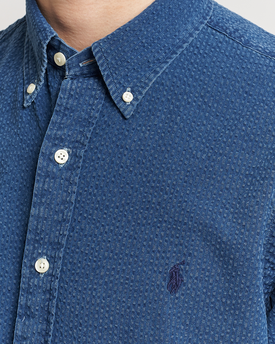 Herr | Skjortor | Polo Ralph Lauren | Seersucker Short Sleeve Shirt Dark Indigo