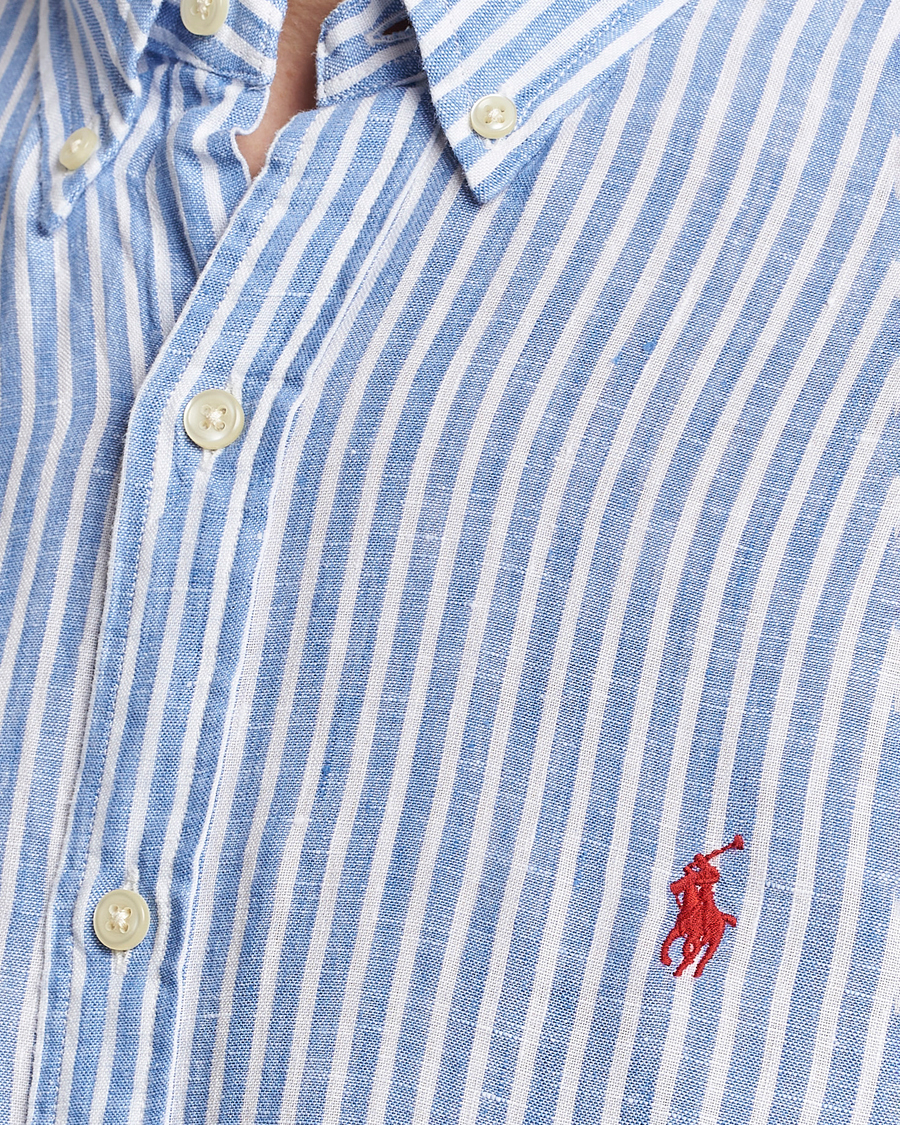 Herr | Skjortor | Polo Ralph Lauren | Slim Fit Striped Button Down Linen Shirt Blue/White