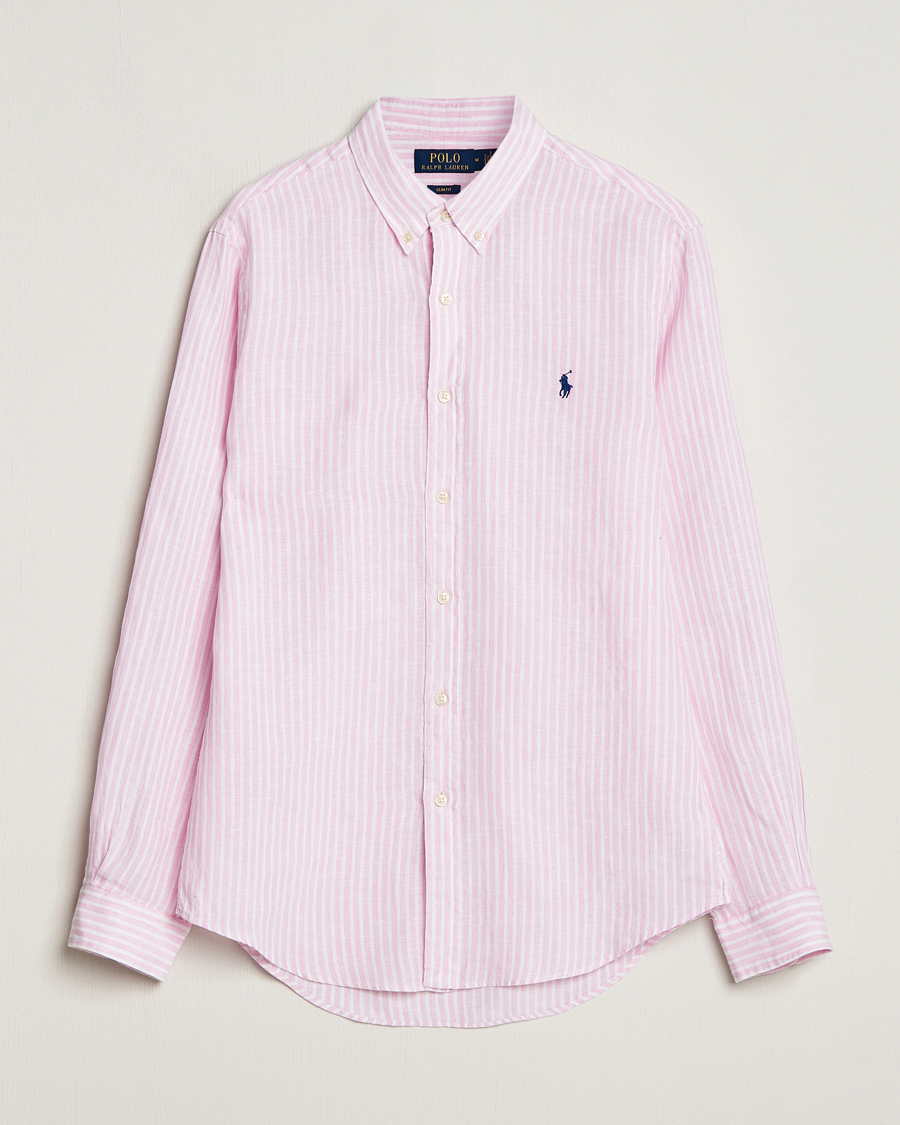 Herr | Skjortor | Polo Ralph Lauren | Slim Fit Striped Button Down Linen Shirt Pink/White